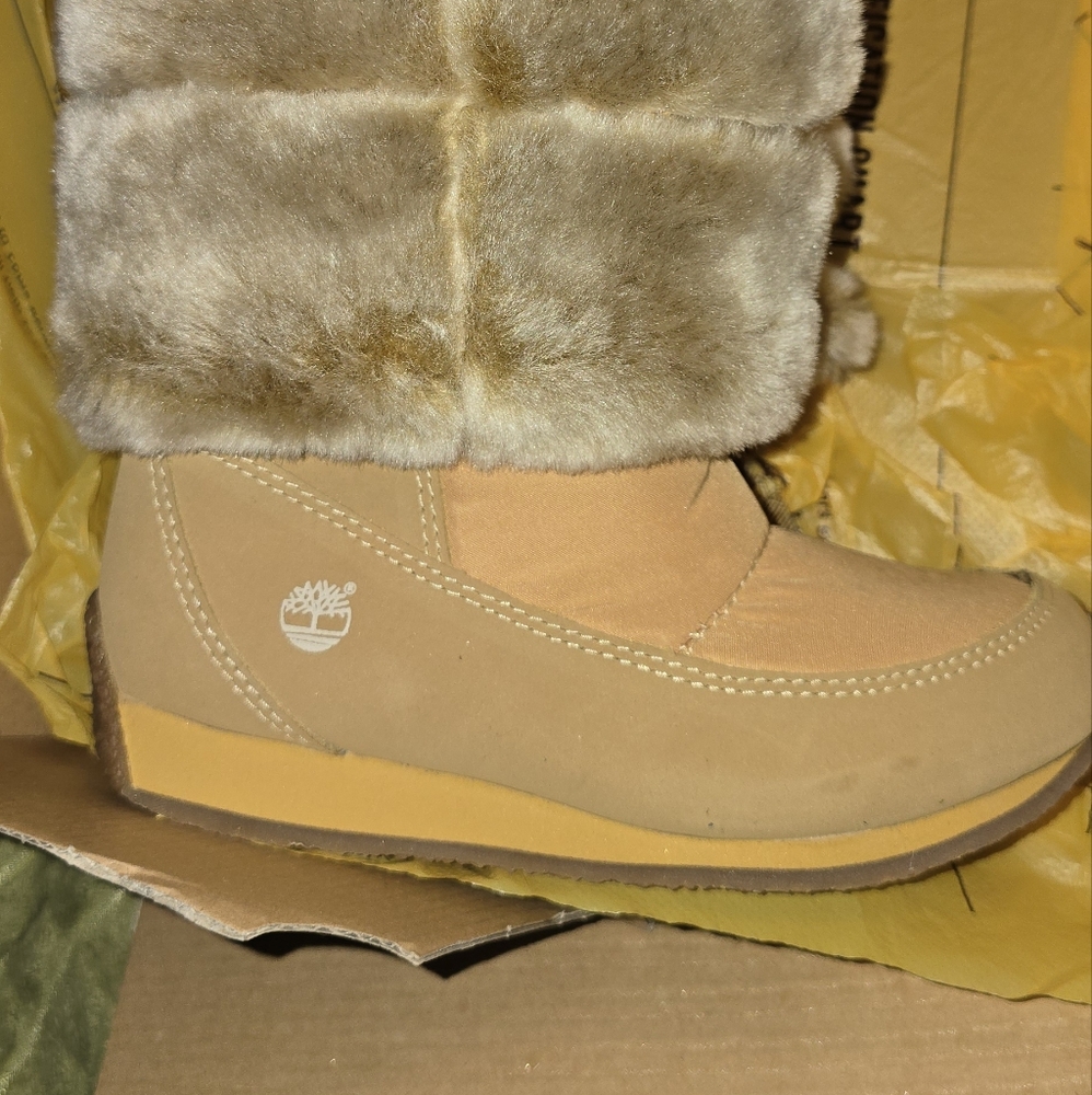 Timberland Tan and Cream Fur Boots